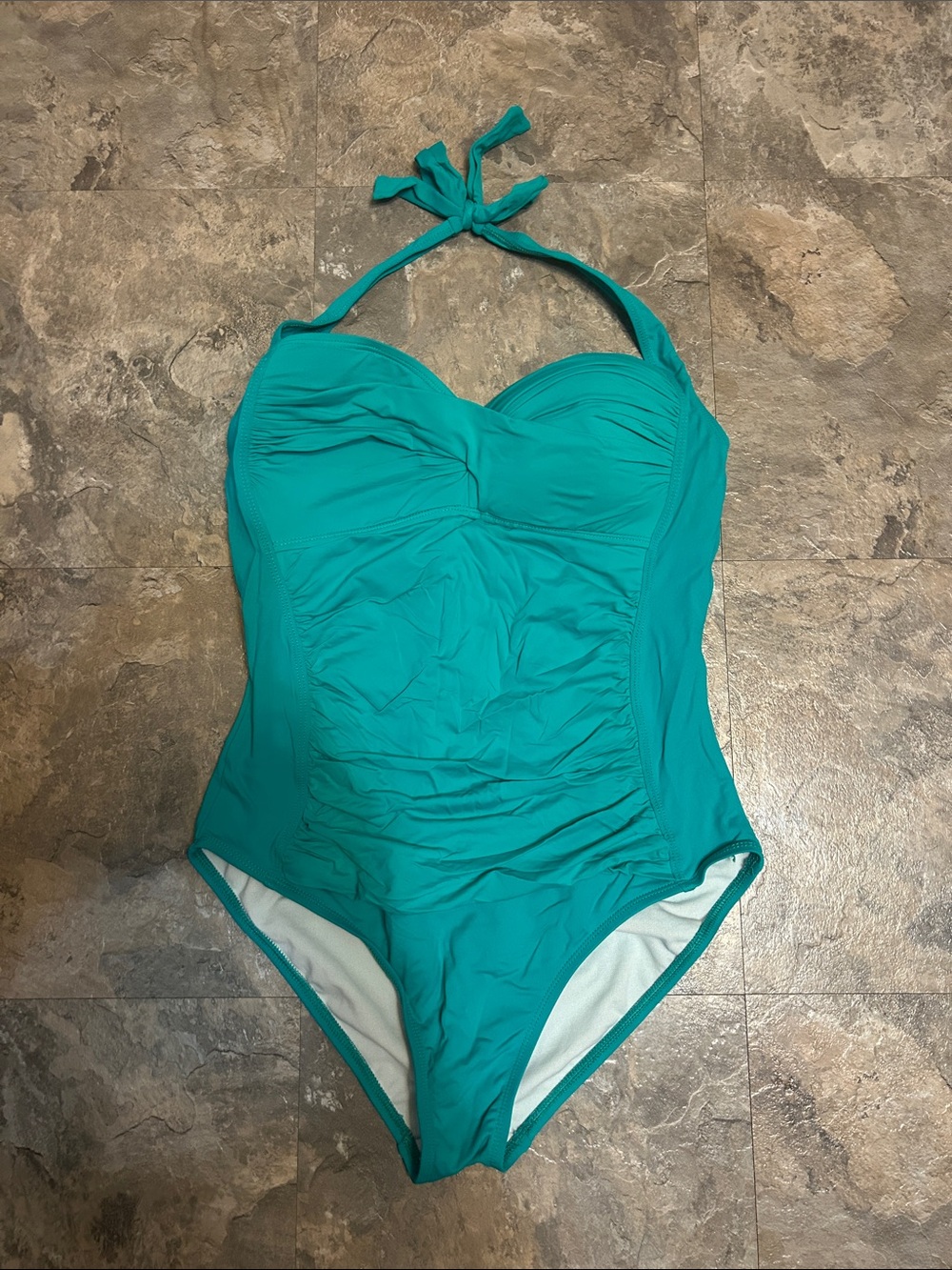 a.n.a Teal Ruched One-Piece Swimsuit